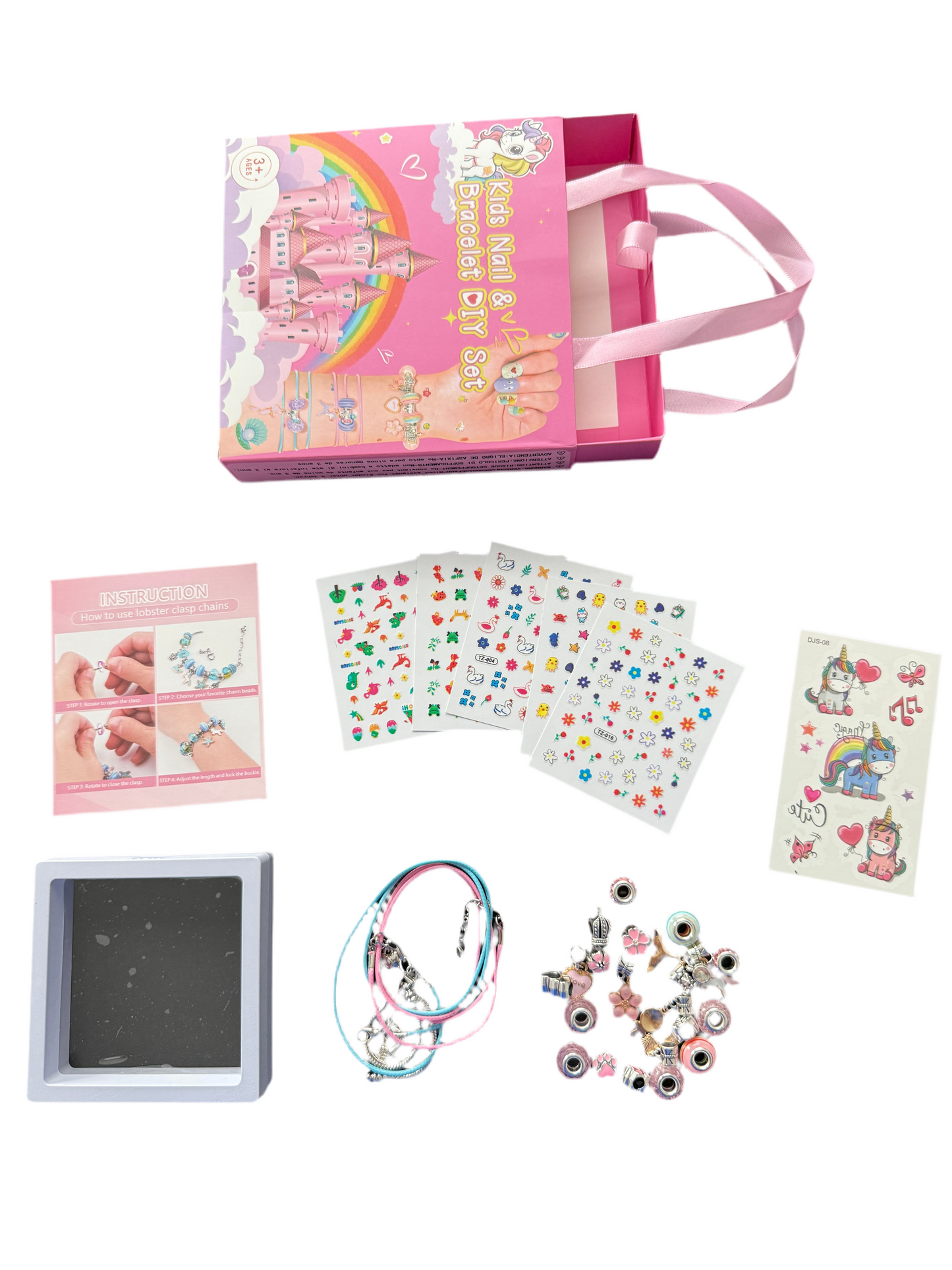 Kids bracelet, necklace and nail art DIY kit
