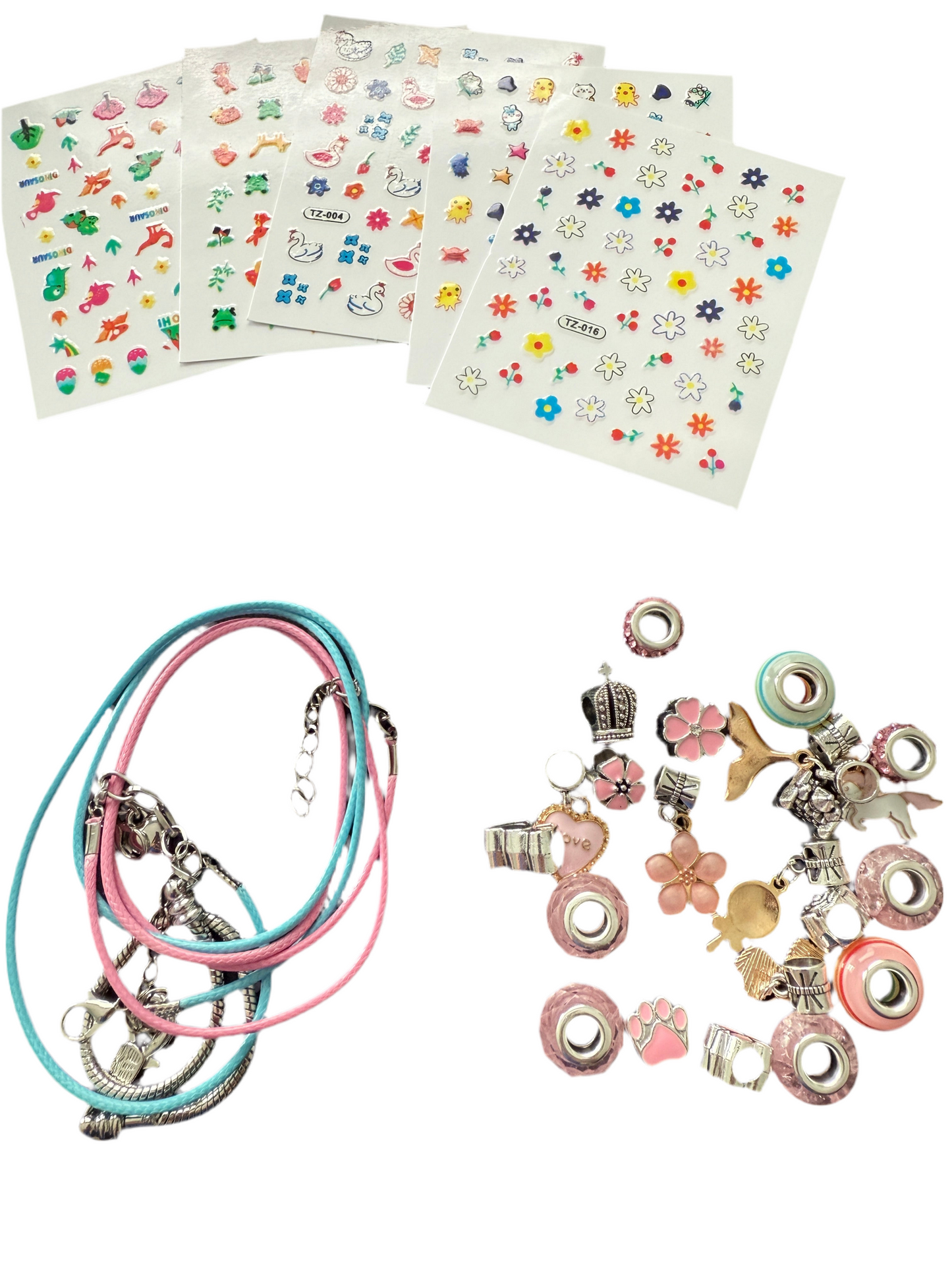 Kids bracelet, necklace and nail art DIY kit