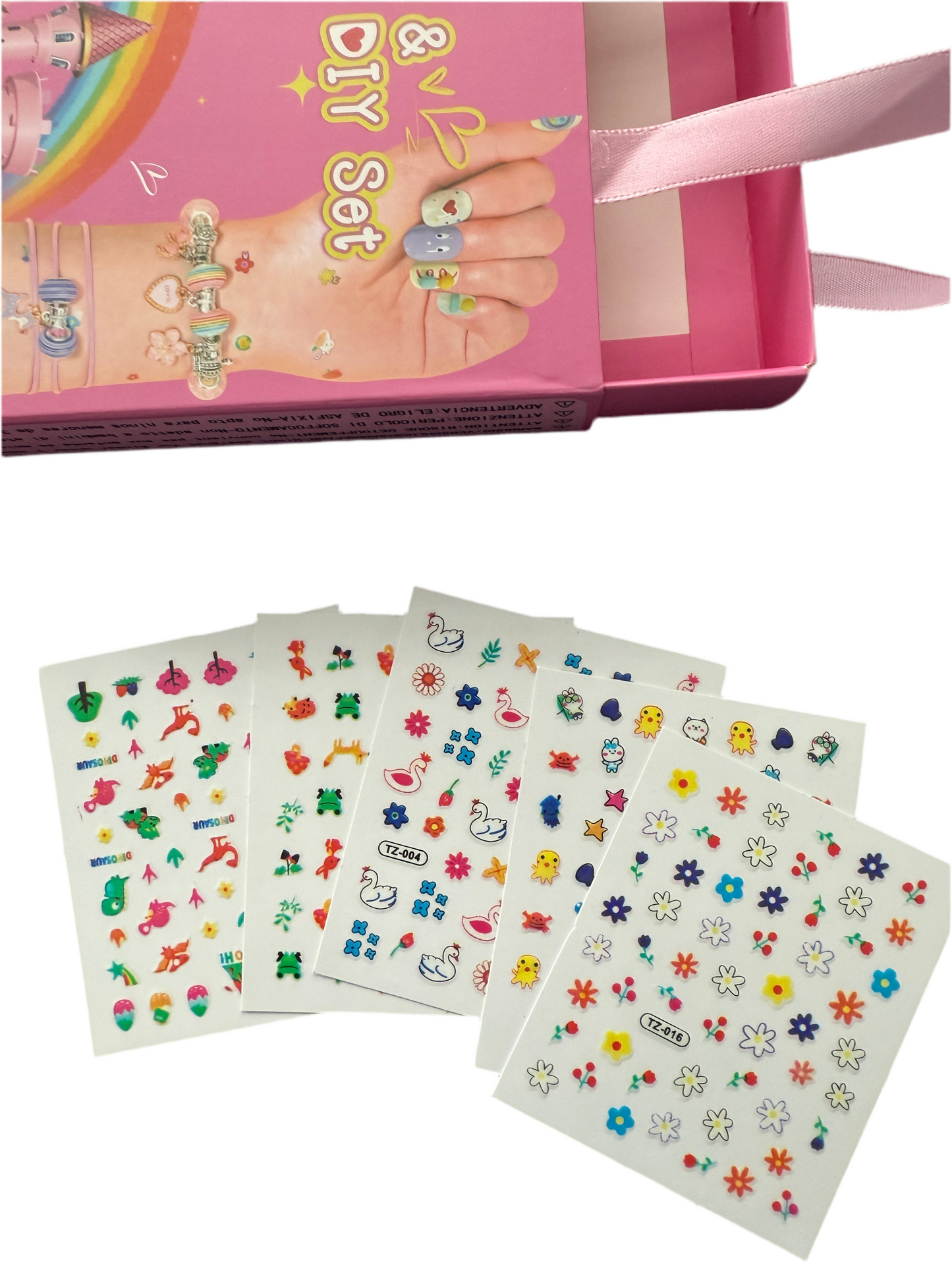 Kids bracelet, necklace and nail art DIY kit