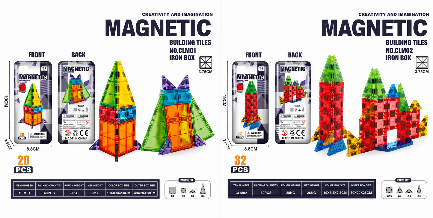 Magnetic Building Tiles Set (20 PCS / 32 PCS)