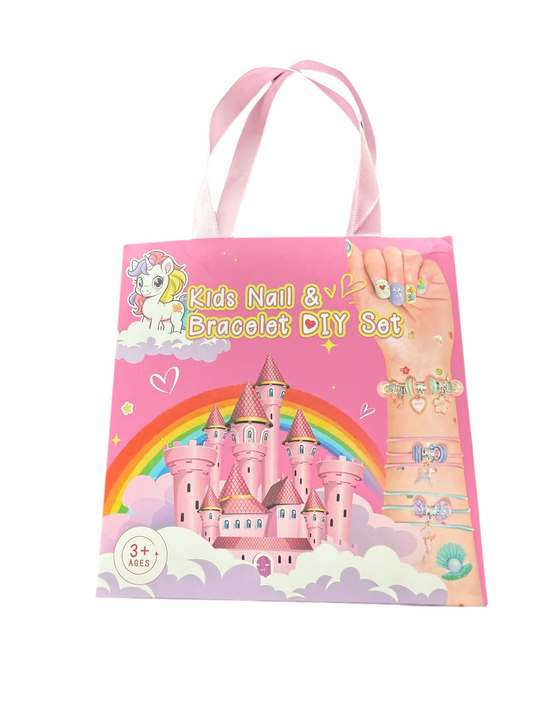 Kids bracelet, necklace and nail art DIY kit
